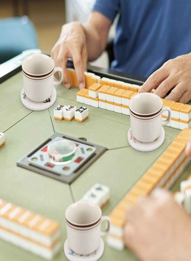 BrightRow 6 Pcs Mahjong Cocktail Coasters 4 Inches Round Ceramic Absorbent Drink Coasters Decorative Mahjong Lover Gifts for Christmas Kitchen Table Decoration for Kinds of Cups, Drink, Table Game - Image 4